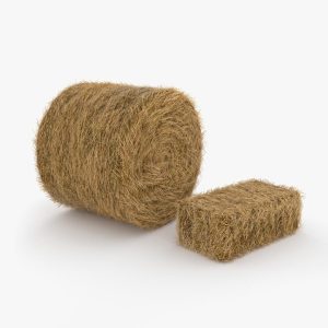 Una paca y una paca redonda de heno